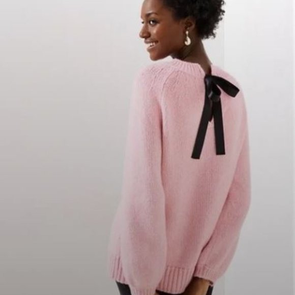 Loft Balloon Sleeve Pink Tie Sweater Size M - Picture 2 of 9